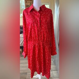 Vince Camaro NWT Long-Sleeve Casual Shirt Dress with White Dot Print